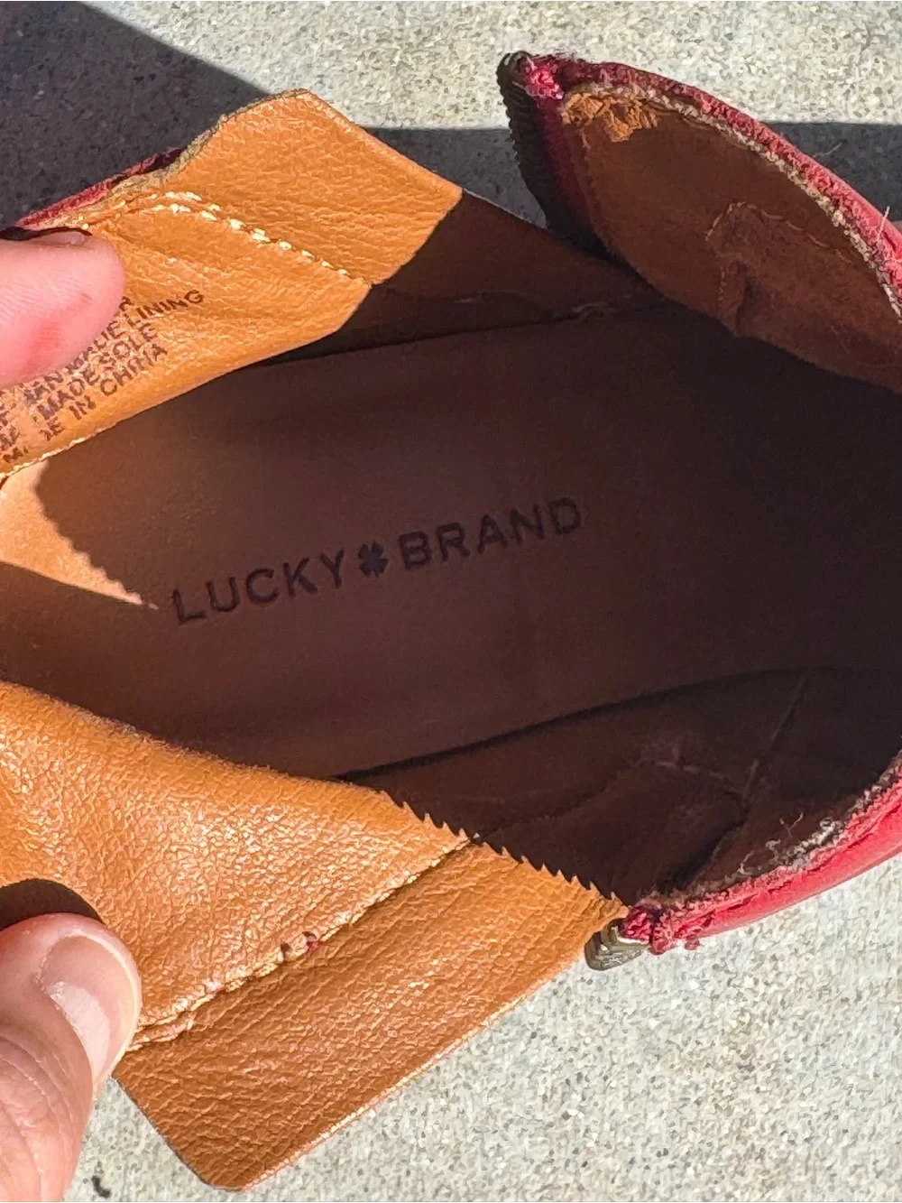 Lucky Brand Red Leather Ankle Booties with Side Zip Sz 7